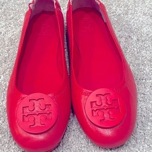 Tory Burch Minnie Travel Ballet Flats- dark pink